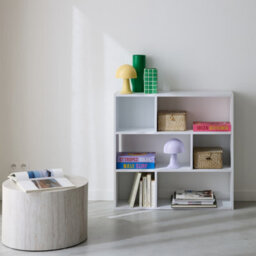Sweeek. 3-Shelf Bookcase With 6 Compartments Pieter White 83X23X80 Cm - thumbnail 1