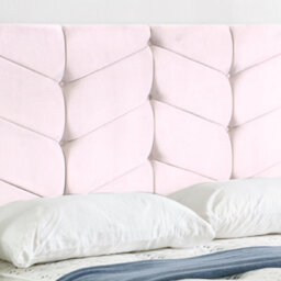 "Urban Textures Luxury 26"" Chevron High Velvet Fabric Upholstered Bed Headboard - Baby Pink" - thumbnail 1