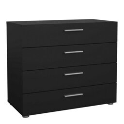 Wyld Haus Daejeon 4-Drawer Black Wooden Chest Of Drawers With Gloss Finish, 802 X 402.5 X 681 mm - thumbnail 3