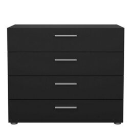 Wyld Haus Daejeon 4-Drawer Black Wooden Chest Of Drawers With Gloss Finish, 802 X 402.5 X 681 mm - thumbnail 4