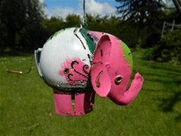 Metal Hanging Pink Elephant Animal Tea Light Candle Holder