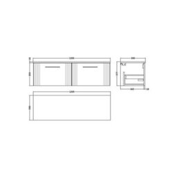 Balterley Belvide Partial Fluted 2 Drawer Wall Hung Vanity Unit With Colour Coordinating Worktop - 1200mm - Satin Soft Black - thumbnail 2