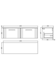 Balterley Belvide Partial Fluted 2 Drawer Wall Hung Vanity Unit With Colour Coordinating Worktop - 1200mm - Satin Soft Black - thumbnail 8