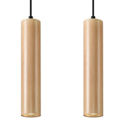Sollux Lighting Lino Wood Natural 2 Light Classic Pendant Ceiling Light - thumbnail 3