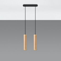Sollux Lighting Lino Wood Natural 2 Light Classic Pendant Ceiling Light - thumbnail 1