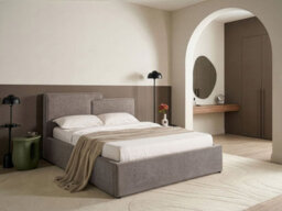Beliani Ottoman Bed Fabric Lagarde 160 X 200 Cm (Eu King Size) Taupe - thumbnail 2
