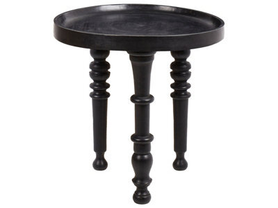Wyld And Coco Black Mango Wood Round Side Table 52Cm Diameter Traditional Design - image 1