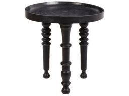 Wyld And Coco Black Mango Wood Round Side Table 52Cm Diameter Traditional Design - thumbnail 1