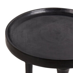 Wyld And Coco Black Mango Wood Round Side Table 52Cm Diameter Traditional Design - thumbnail 3
