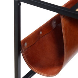 Berkfield Coffee Table With Genuine Leather Magazine Holder 110X50X45 Cm - thumbnail 8