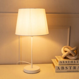 Valuelights Charles White Table Lamp With Tapered Shade And Bulb - thumbnail 1
