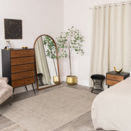 Melody Maison Mid-Century Modern Wood & Black 2 Drawer Bedside - Industrial Range - thumbnail 6
