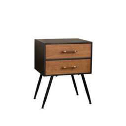 Melody Maison Mid-Century Modern Wood & Black 2 Drawer Bedside - Industrial Range - thumbnail 8