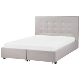 Beliani Bed With Storage Drawers Fabric La Rochelle 140 X 200 Cm (Eu Double) Light Grey - thumbnail 7