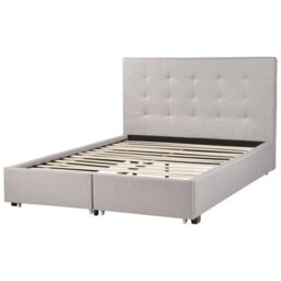 Beliani Bed With Storage Drawers Fabric La Rochelle 140 X 200 Cm (Eu Double) Light Grey - thumbnail 8