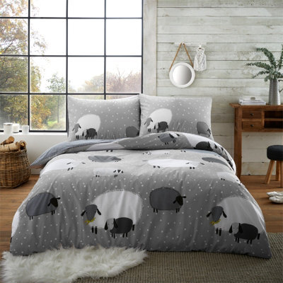Gc Gaveno Cavailia Shepherd's Comfort Duvet Cover Bedding Set Grey Double 3Pc With Sheeps Printed Quilt Cover - image 1