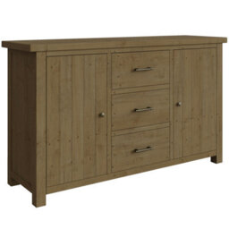 FWSTYLE Large 3 Drawer 2 Door Sideboard Solid Natural Reclaimed Pine - thumbnail 2