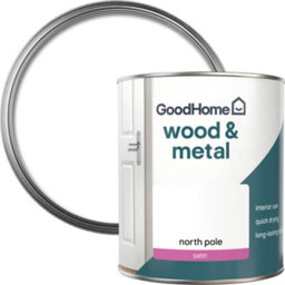 GoodHome North Pole Satin Interior Metal & Wood Paint, 750Ml - thumbnail 1