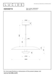Lucide Kenneth 400 Led Ceiling Pendant Light White - thumbnail 8