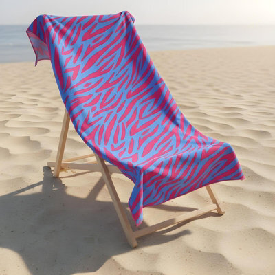 Ohs Neon Zebra Beach Towel Bath Travel Quick Dry Microfibre Absorbent - image 1