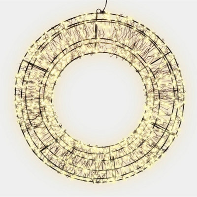 Pegdev - Pdl - Christmas Pre Lit Wreath 720 Warm White Micro Leds With 10% Twinkling 50Cm 5M Lead Indoor Outdoor Timer - image 1