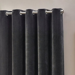 Yard Heavy Chenille Velvet Room Darkening Eyelet Curtain Pair Charcoal (W)117Cm X (D)183Cm - thumbnail 2