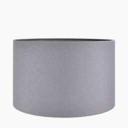 Pacific Lifestyle 55Cm Grey Linen Drum Table Lampshade Self Lined Cylinder Floor Lamp Shade
