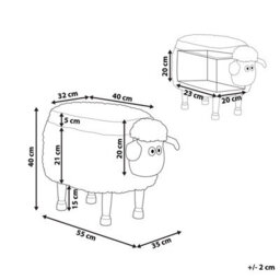 Beliani Beige Sheep Footstool With Lift-Up Storage, Plush Faux Fur, Rubberwood Legs, 55 X 35 X 40 Cm - thumbnail 4