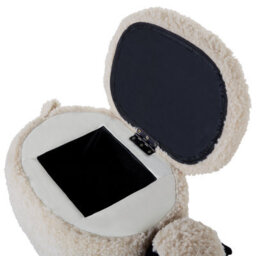 Beliani Beige Sheep Footstool With Lift-Up Storage, Plush Faux Fur, Rubberwood Legs, 55 X 35 X 40 Cm - thumbnail 8