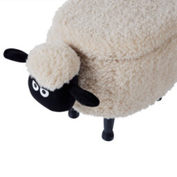 Beliani Beige Sheep Footstool With Lift-Up Storage, Plush Faux Fur, Rubberwood Legs, 55 X 35 X 40 Cm - thumbnail 9