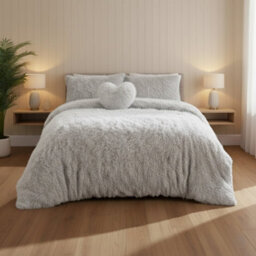 Super Fluffy Duvet Cover Ultra Soft, Cloud-Like Comfort Snug Sleep Silver