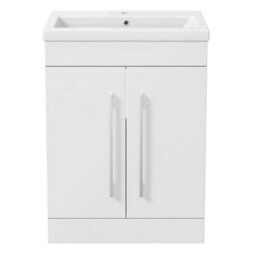 Affine Bathroom Suite 1800 X 750 Single Curved Bath Toilet Basin Sink Vanity Unit White - thumbnail 6