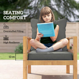 Outsunny Cushion Set With Seat & Back Pad, Cushion Only, Dark Grey - thumbnail 4