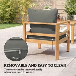 Outsunny Cushion Set With Seat & Back Pad, Cushion Only, Dark Grey - thumbnail 7