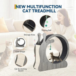 Cat Wheel Exerciser Large 3In1 Cat Treadmill W/ Scratching Board Play Ball - thumbnail 3