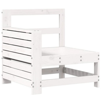 Berkfield Rustic Garden Armrest Sofa With Side Table White Solid Wood Pine
