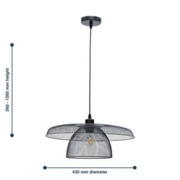 First Choice Lighting Cassidy Large Layered Black Mesh Ceiling Pendant Light - thumbnail 6