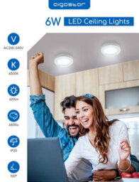 Aigostar 6W Led Ceiling Lights, 620Lm Round Led 6500K Cool White Pack Of 2 - thumbnail 2