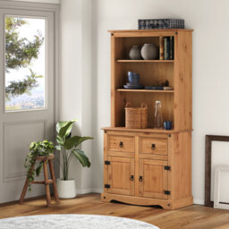 Mercers Furniture Corona 2 Door 2 Drawer Dresser Sideboard Open Kitchen Storage Solid Pine With Mexican Styling - thumbnail 2