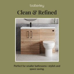 Balterley Left-Hand Bathroom Vanity And Wc Unit Combination With Basin - 1100mm - Woodgrain Light Oak With Black Handles - thumbnail 7