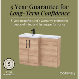 Balterley Left-Hand Bathroom Vanity And Wc Unit Combination With Basin - 1100mm - Woodgrain Light Oak With Black Handles - thumbnail 6
