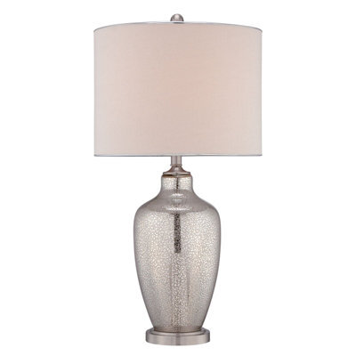 Elegant Beige Table Lamp With Mercury Glass Base And Silver Trim For Modern Interiors - image 1