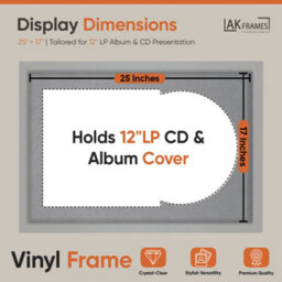 "AK Frames 25X17"" Light Grey Modern Vinyl Record Frame With Mid Grey Mount For 12 Inch Lp Cover & Disc - Overlapped Design" - thumbnail 2