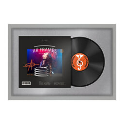 "AK Frames 25X17"" Light Grey Modern Vinyl Record Frame With Mid Grey Mount For 12 Inch Lp Cover & Disc - Overlapped Design" - thumbnail 1