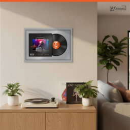 "AK Frames 25X17"" Light Grey Modern Vinyl Record Frame With Mid Grey Mount For 12 Inch Lp Cover & Disc - Overlapped Design" - thumbnail 5
