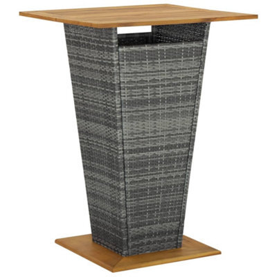 Berkfield Bar Table Grey 80X80X110 Cm Poly Rattan And Solid Acacia Wood - image 1