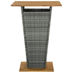 Berkfield Bar Table Grey 80X80X110 Cm Poly Rattan And Solid Acacia Wood - thumbnail 2