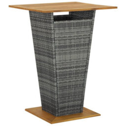 Berkfield Bar Table Grey 80X80X110 Cm Poly Rattan And Solid Acacia Wood