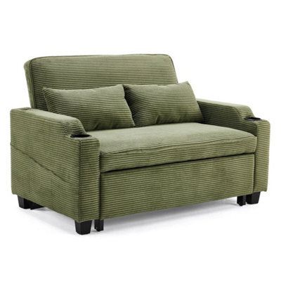 2 Seater Sofa Bed Green Living Room Pull Out Convertible Sleeper With 2 Cushions - image 1