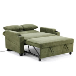 2 Seater Sofa Bed Green Living Room Pull Out Convertible Sleeper With 2 Cushions - thumbnail 6